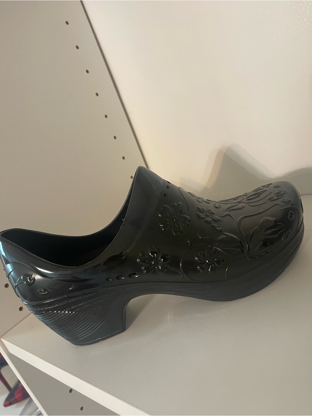 Dansko Black Floral-Embossed Slip-On Clog